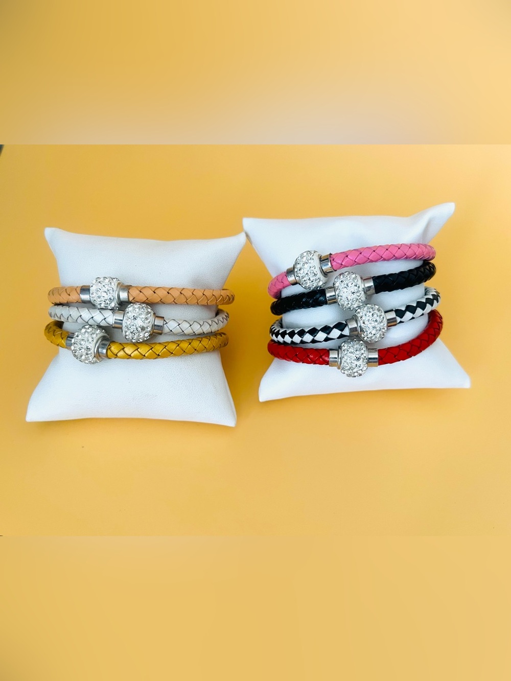 Braided leather bracelet with magnetic clasp choose a color